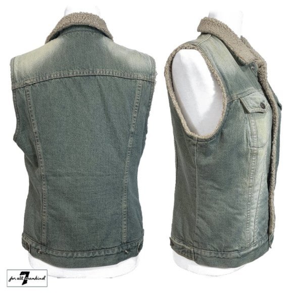 VTG 7 For All Mankind Sherpa Denim Vest S - Picture 6 of 7